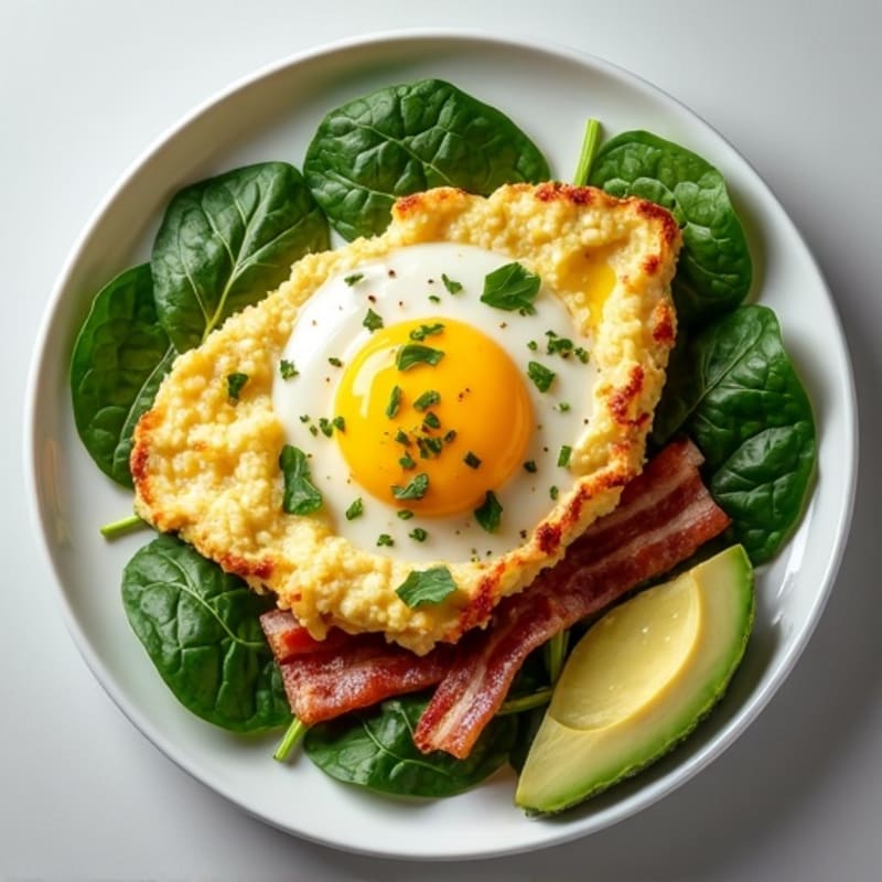 Egg White Scramble with Spinach and Turkey Bacon