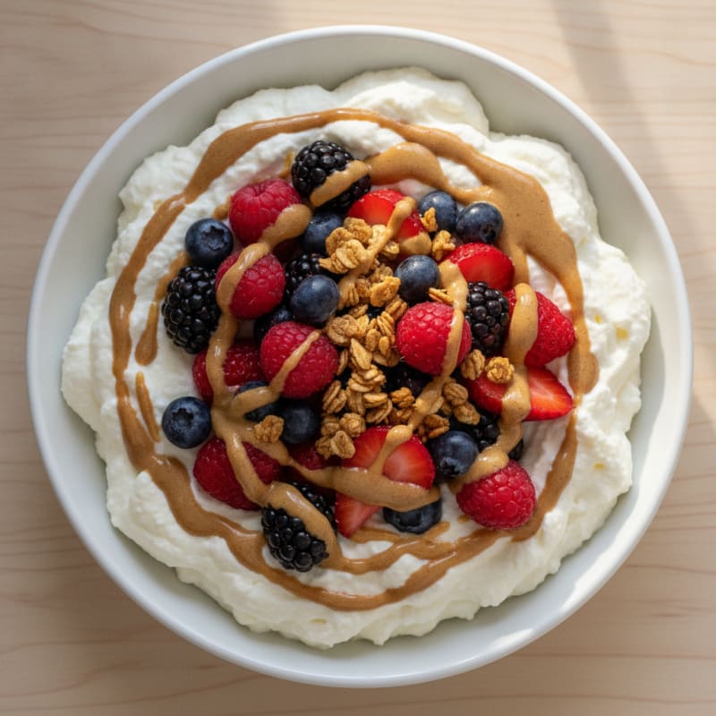 Greek Yogurt Protein Mousse with Mixed Berries