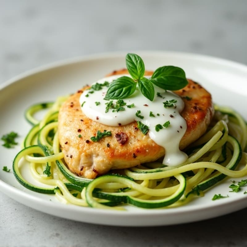 Creamy Garlic Herb Chicken with Zucchini Noodles
