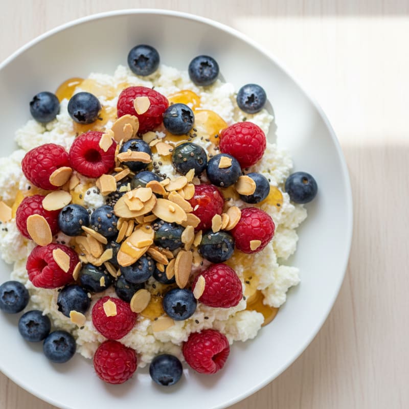 Cottage Cheese and Berry Protein Bowl with Almonds