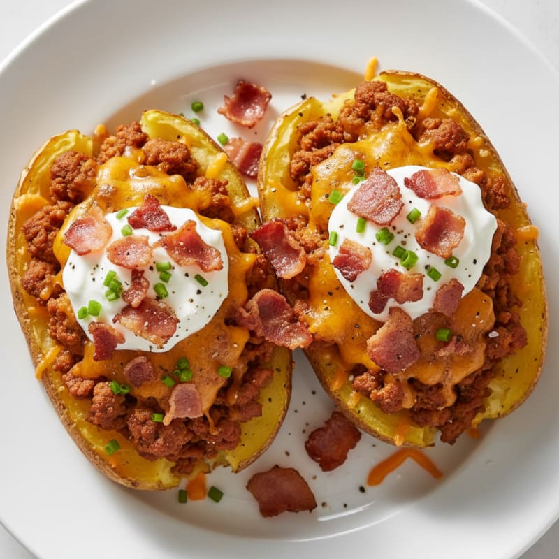 Crispy Bacon Cheddar Stuffed Potatoes
