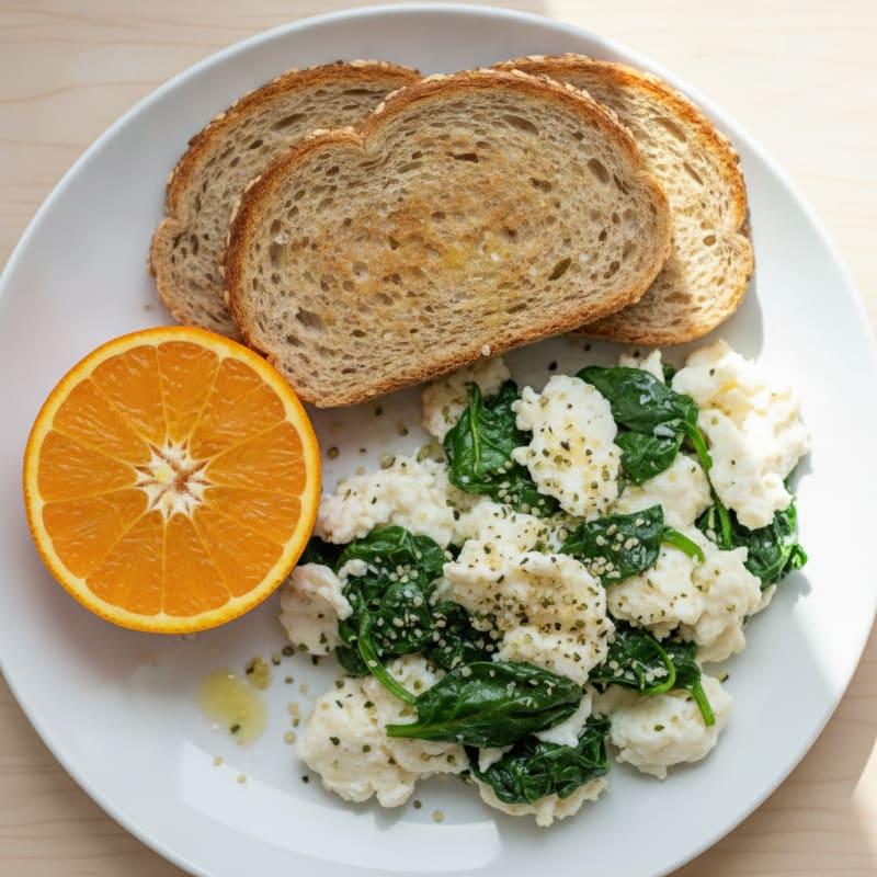 Navel Orange Spinach Egg White Scramble