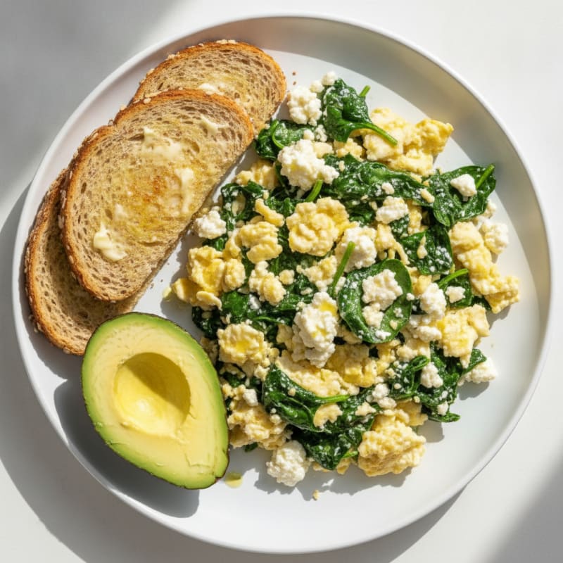 Egg White Scramble with Spinach and Cottage Cheese