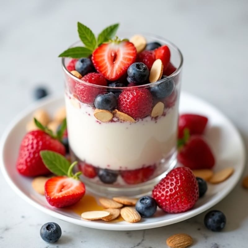 Cottage Cheese Berry Parfait with Almonds