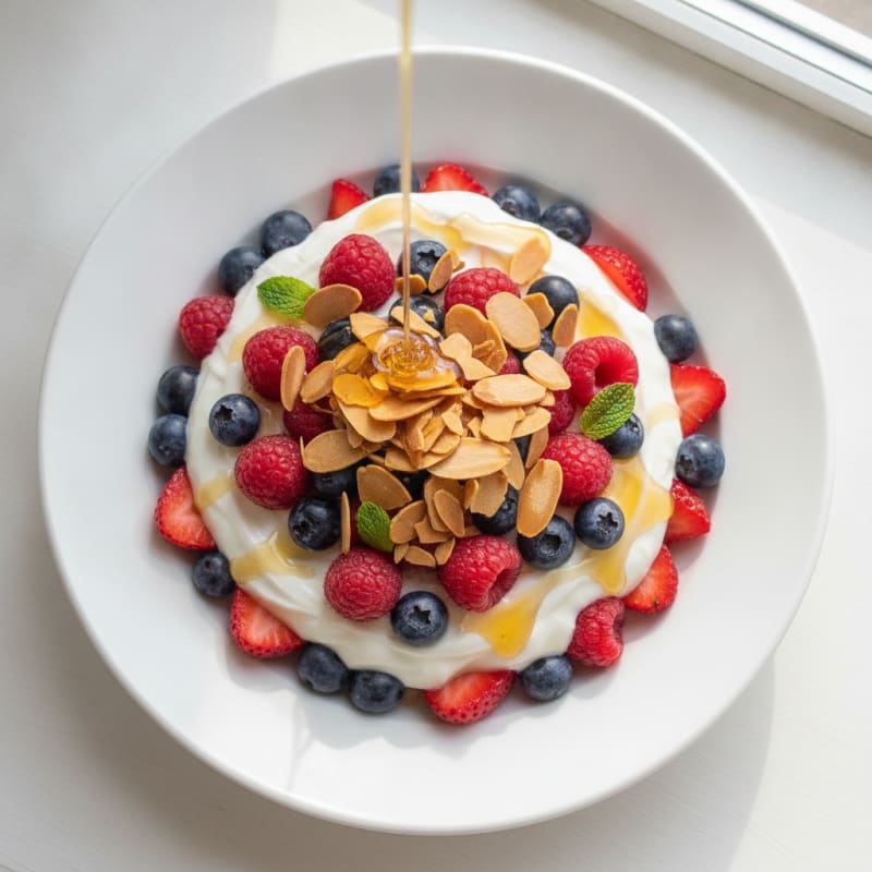 Greek Yogurt Parfait with Fresh Berries and Almonds