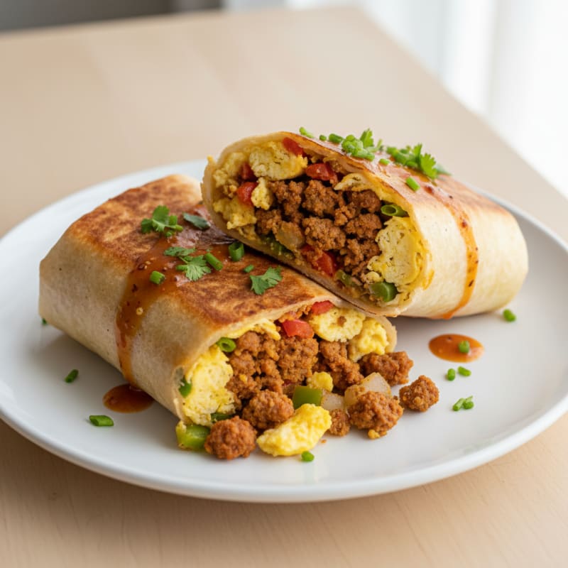 Crispy Chorizo and Egg Breakfast Burrito