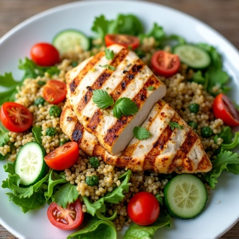 Grilled Chicken and Quinoa Salad with Fresh Greens
