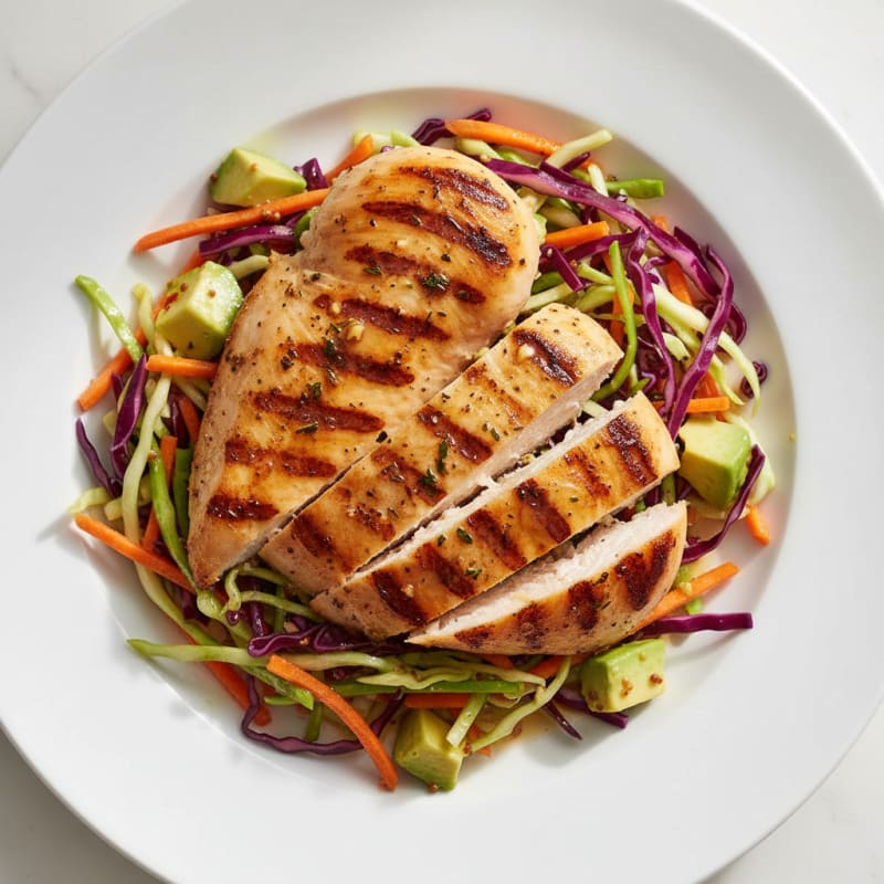Grilled Chicken Breast with Crunchy Cabbage Slaw