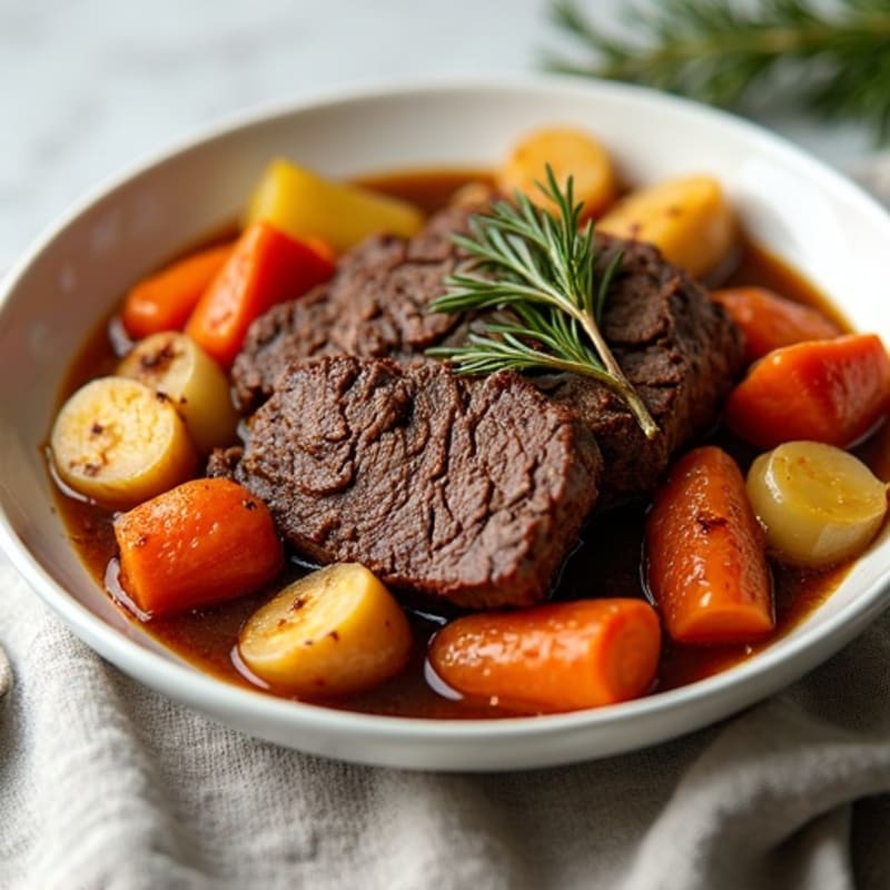 Tender Slow-Cooked Beef Pot Roast with Roasted Root Vegetables