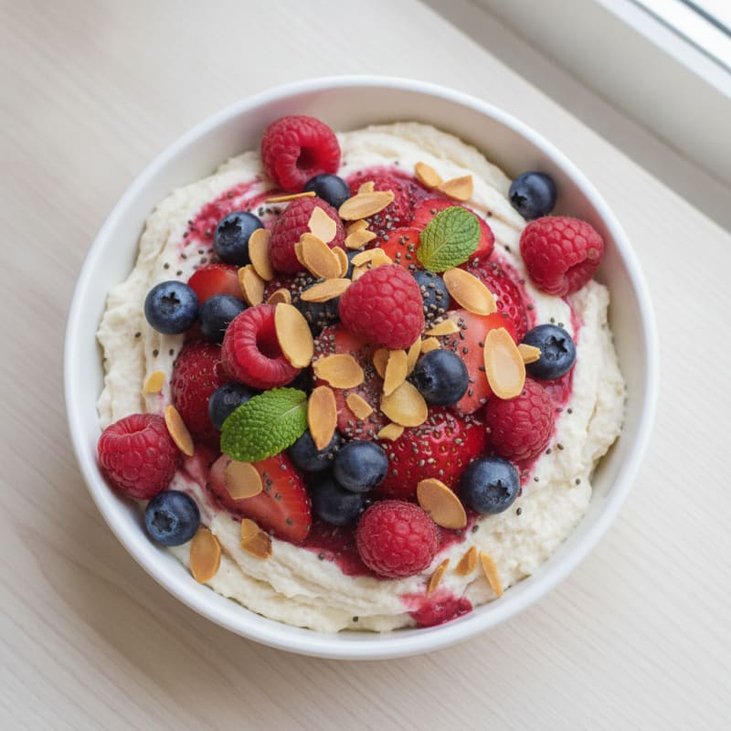 Greek Yogurt Protein Mousse with Mixed Berries