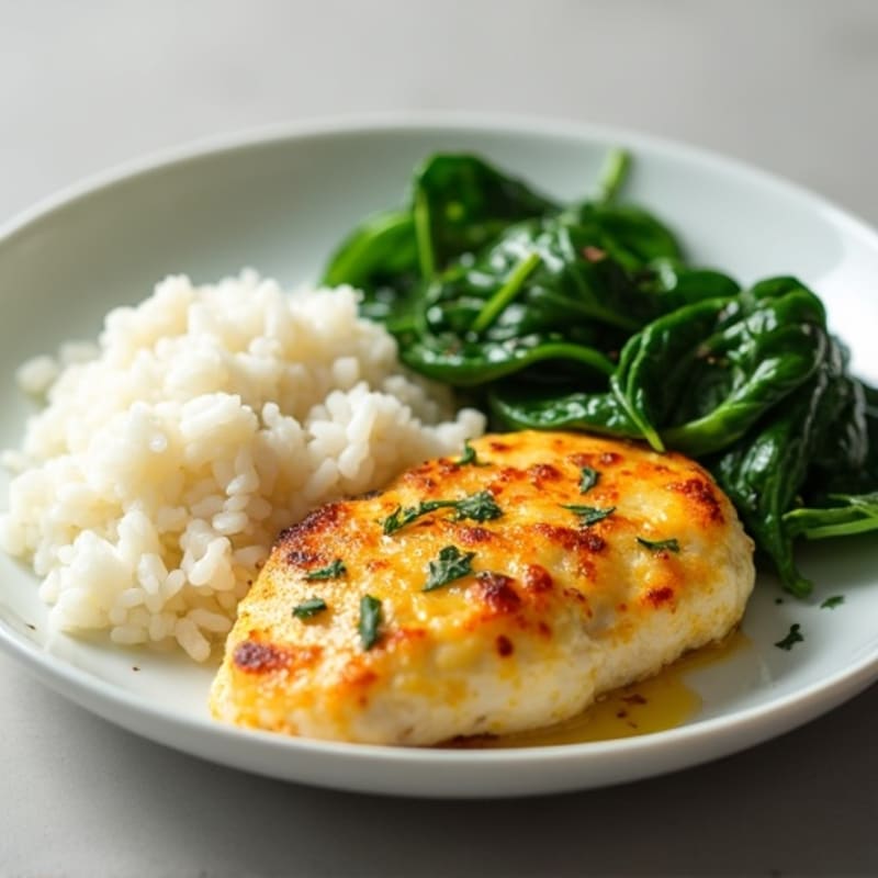 Scrambled Egg Whites with Chicken Breast, Spinach & Rice