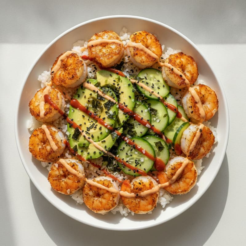 Seared Shrimp Sushi Rice Bowl