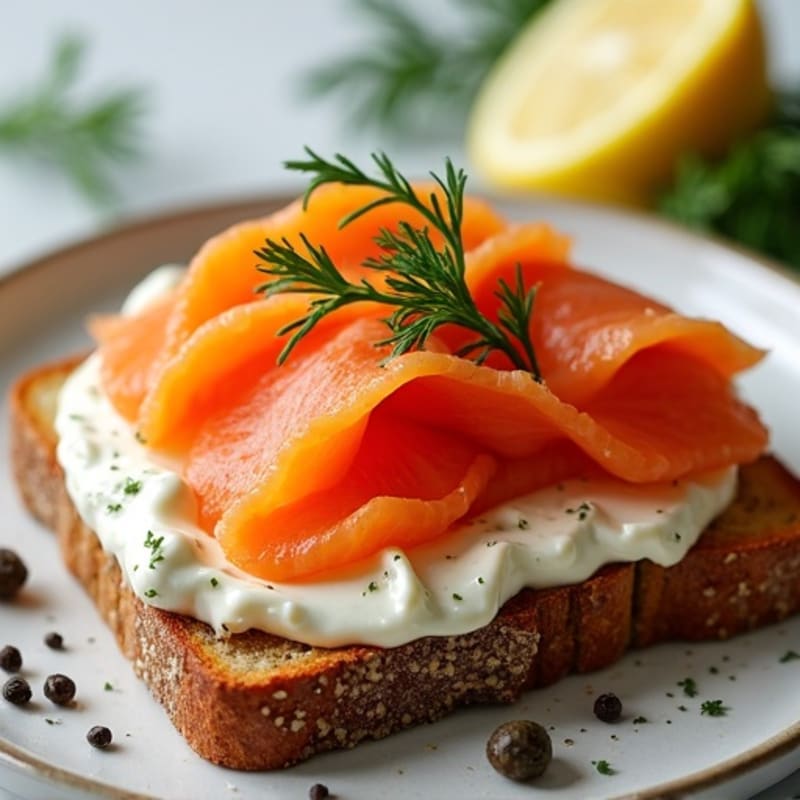 Smoked Salmon with Creamy Dill Spread on Crispy Seeded Toast