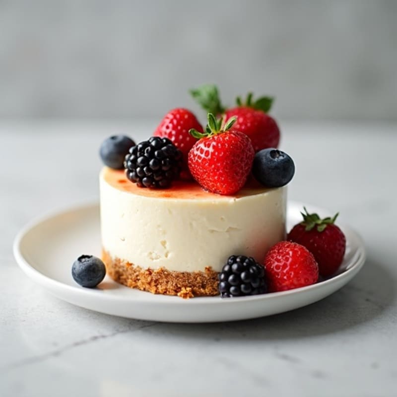 Greek Yogurt Protein Cheesecake with Mixed Berries
