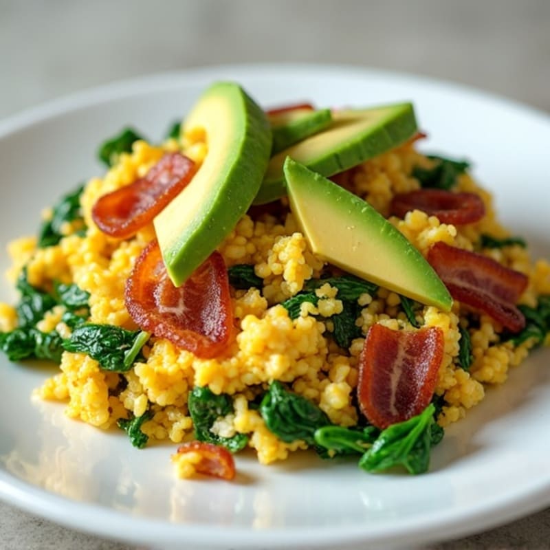 Egg White Scramble with Spinach and Turkey Bacon