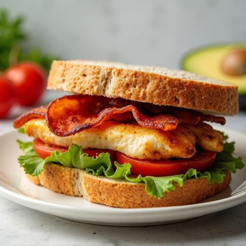 Grilled Chicken, Crispy Turkey Bacon, and Creamy Avocado Sandwich