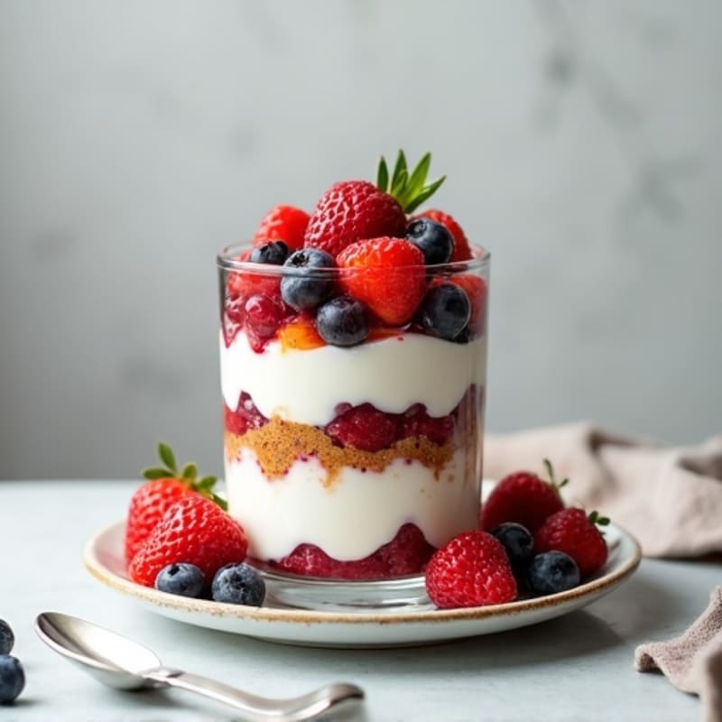 Greek Yogurt Protein Parfait with Almond Butter and Berries