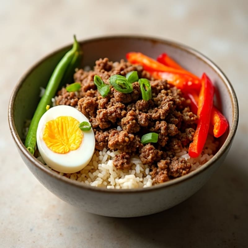 Asian-Inspired Ginger-Garlic Ground Beef Rice Bowl