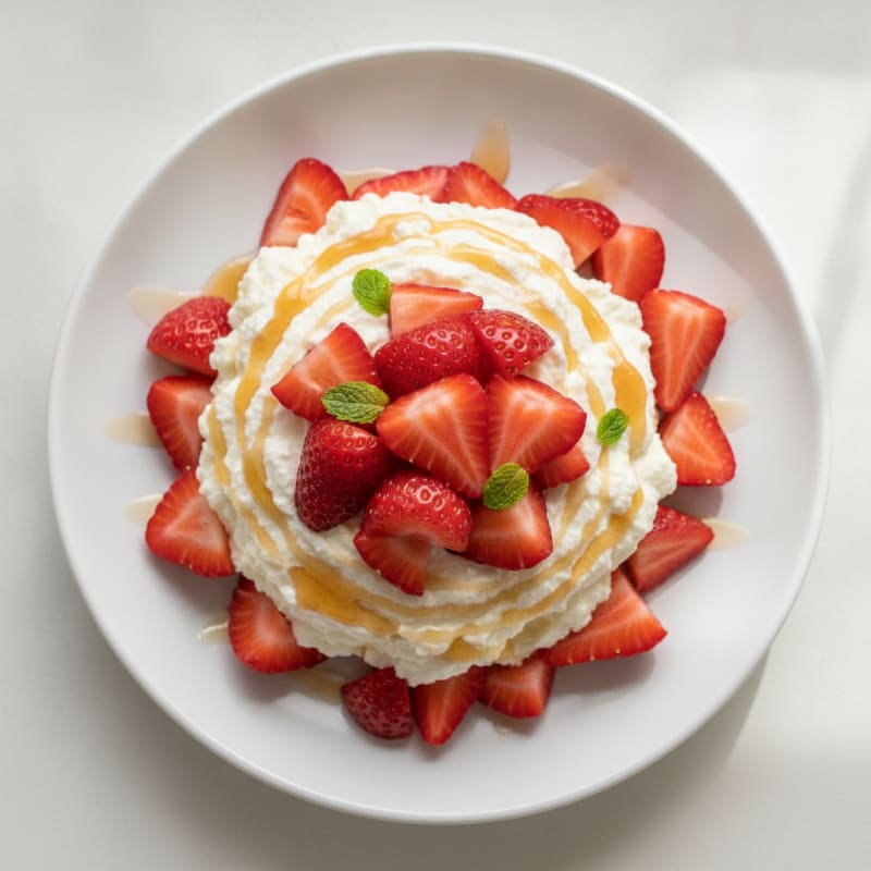 Silky Cottage Cheese Protein Mousse with Fresh Strawberries