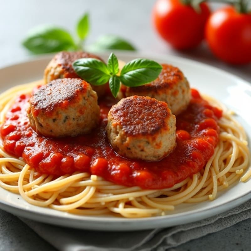 Healthy Turkey Meatballs with Whole Wheat Spaghetti and Fresh Tomato Sauce