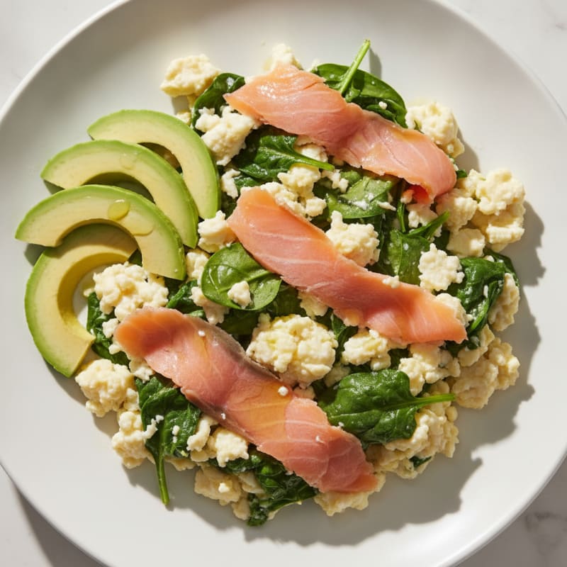 Smoked Salmon Egg White Scramble with Spinach