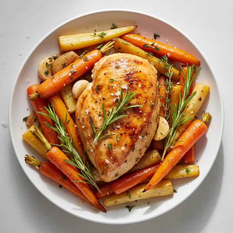 Garlic Herb Roasted Chicken with Root Vegetables