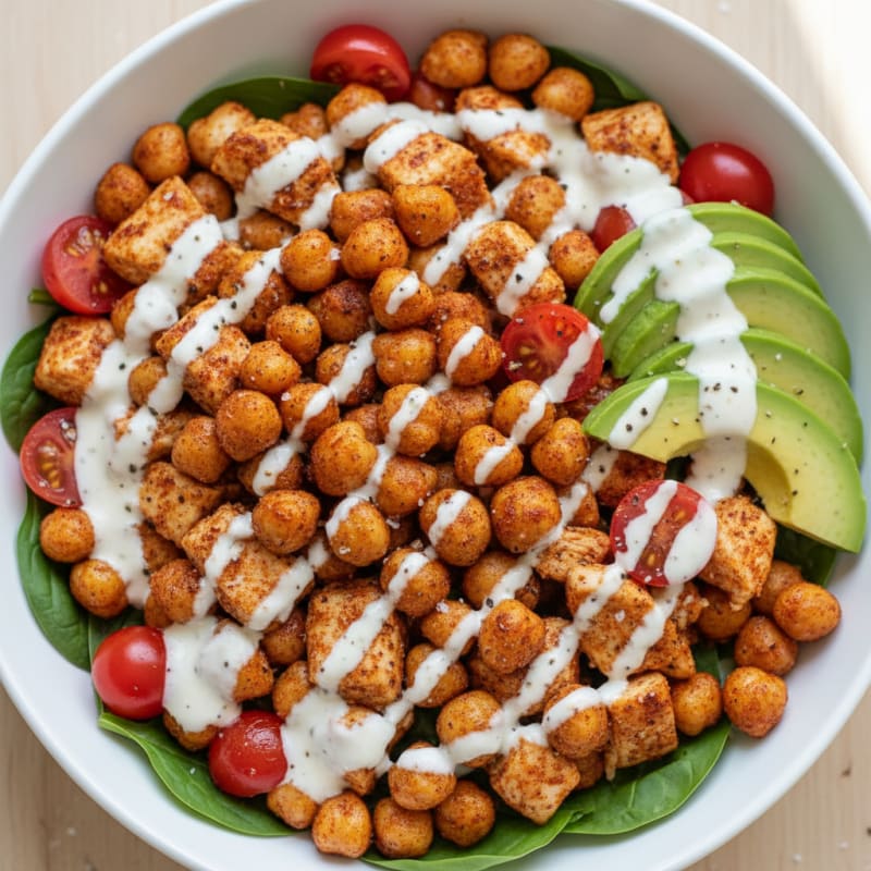 Creamy Roasted Chickpea and Veggie Bowl