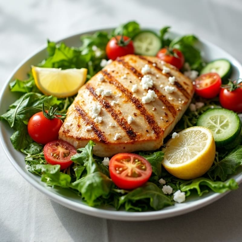 Grilled Chicken Breast Salad with Crunchy Mixed Greens