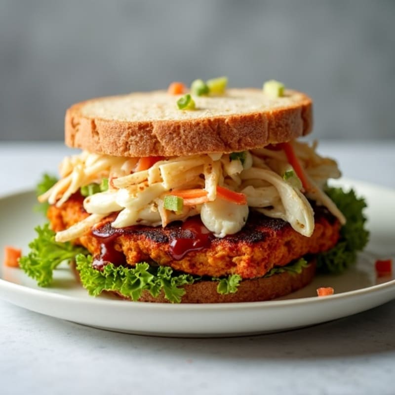 Smoky BBQ Tempeh Sandwich with Crispy Slaw