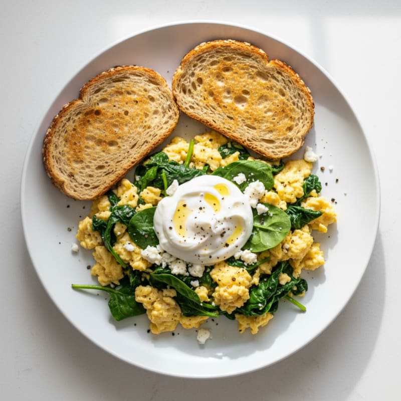 Creamy Spinach and Feta Scramble