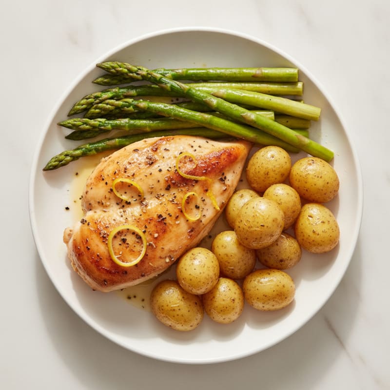 Lemon-Herb Roasted Chicken with Asparagus