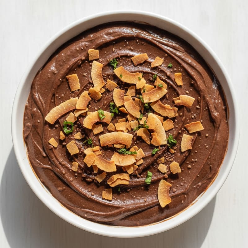 Silky Protein Chocolate Pudding with Toasted Coconut