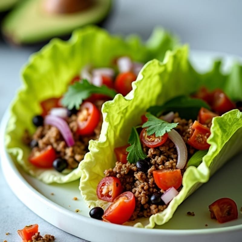 Lean Ground Beef Tacos with Fresh Pico de Gallo and Crispy Lettuce