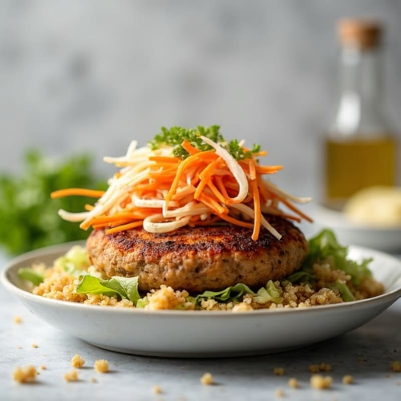 Grilled Turkey Burger Bowl with Quinoa and Crunchy Slaw