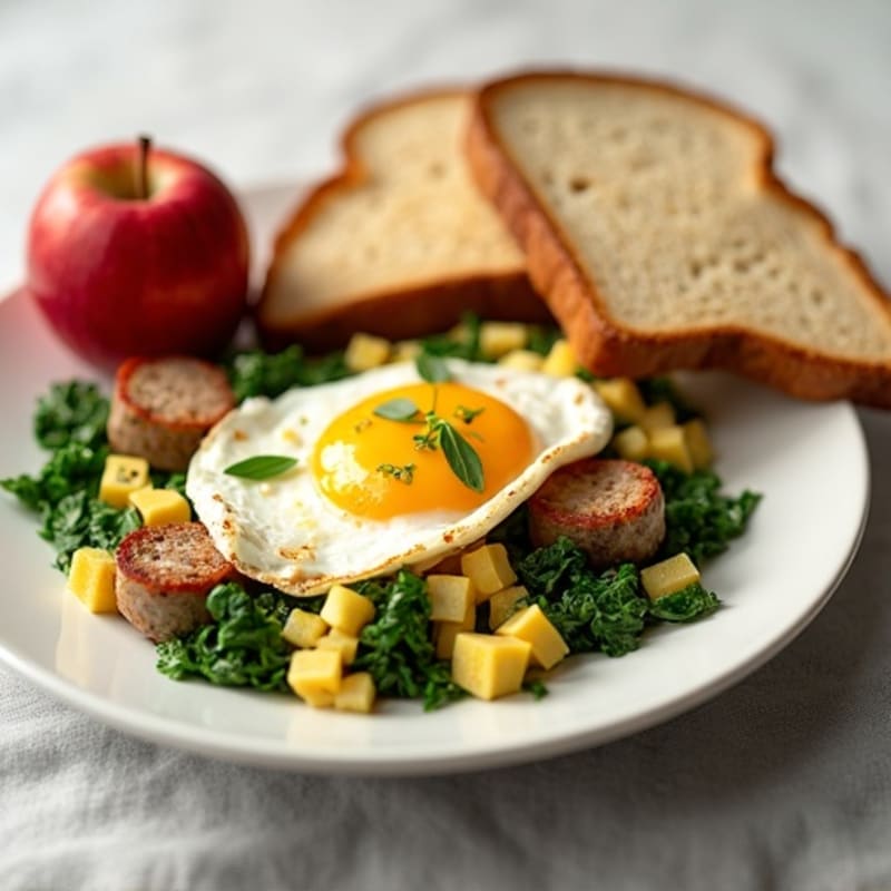 Egg White and Spinach Scramble with Turkey Sausage