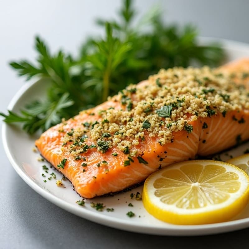 Herb-Crusted Baked Salmon with Lemon