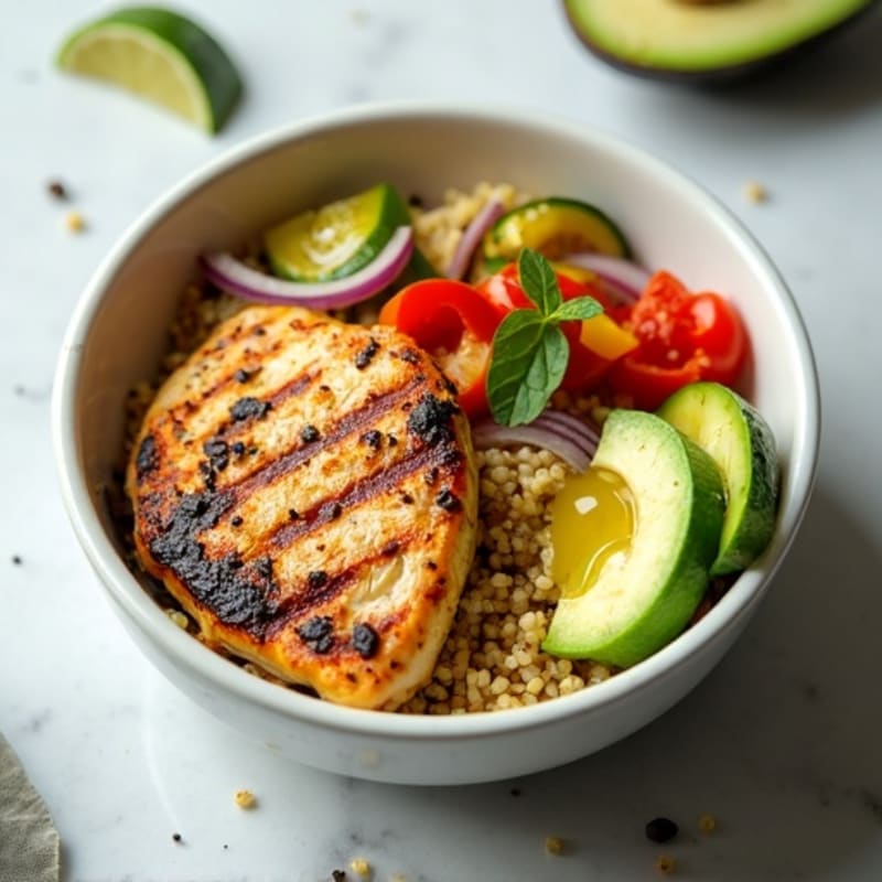 Grilled Chicken and Quinoa Bowl with Roasted Vegetables