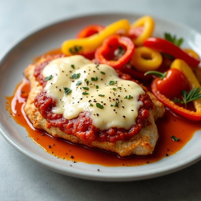 Sheet Pan Pizza Chicken with Roasted Bell Peppers and Onions