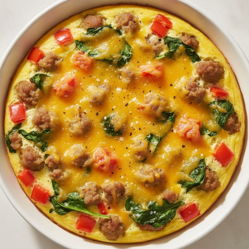 Cheesy Baked Eggs with Turkey Sausage