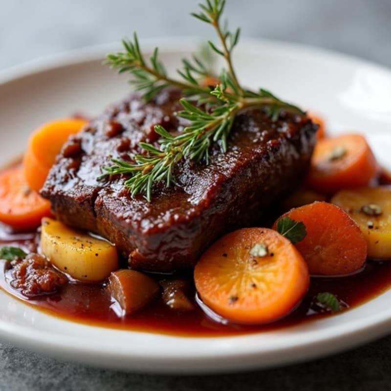 Red Wine Braised Short Ribs with Root Vegetables