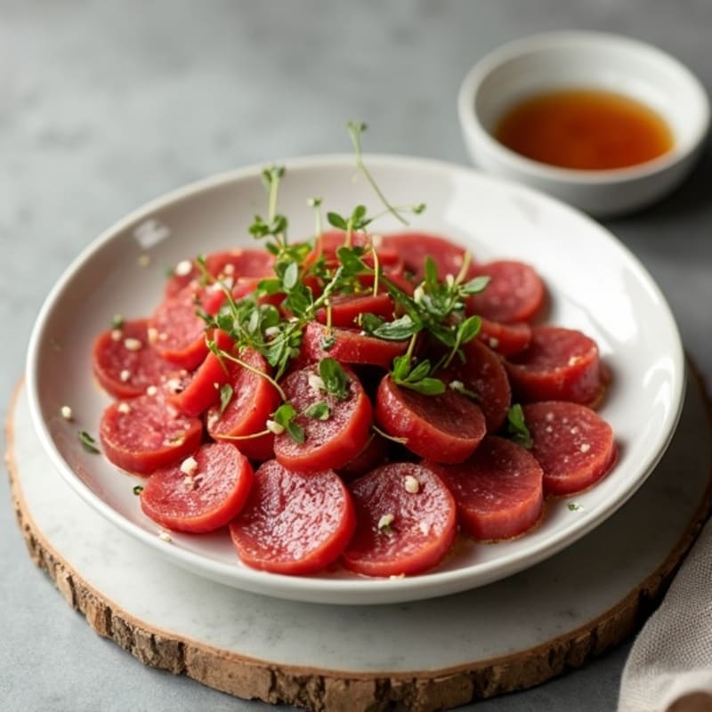 Thinly Sliced Marinated Beef with Sweet Garlic Ginger