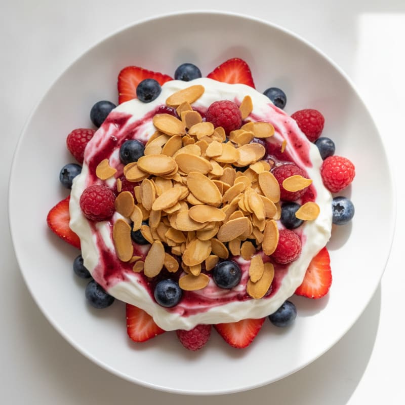 Greek Yogurt Protein Parfait with Berries and Almonds