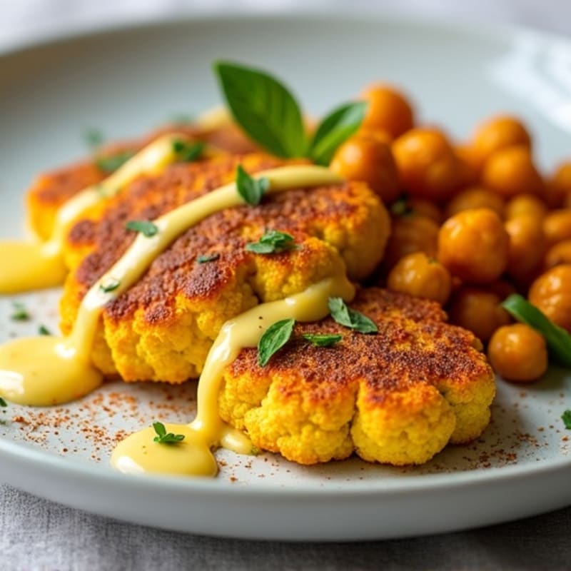 Crispy Turmeric Cauliflower Steaks with Tahini Drizzle