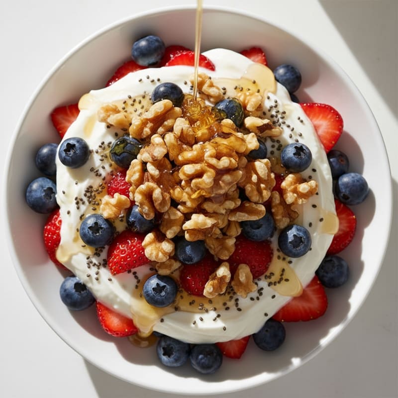 Greek Yogurt Parfait with Mixed Berries and Chia Seeds
