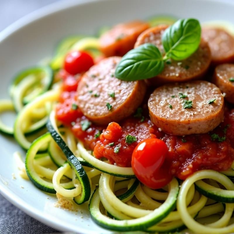 Lean Turkey Sausage Ragu with Zucchini Noodles