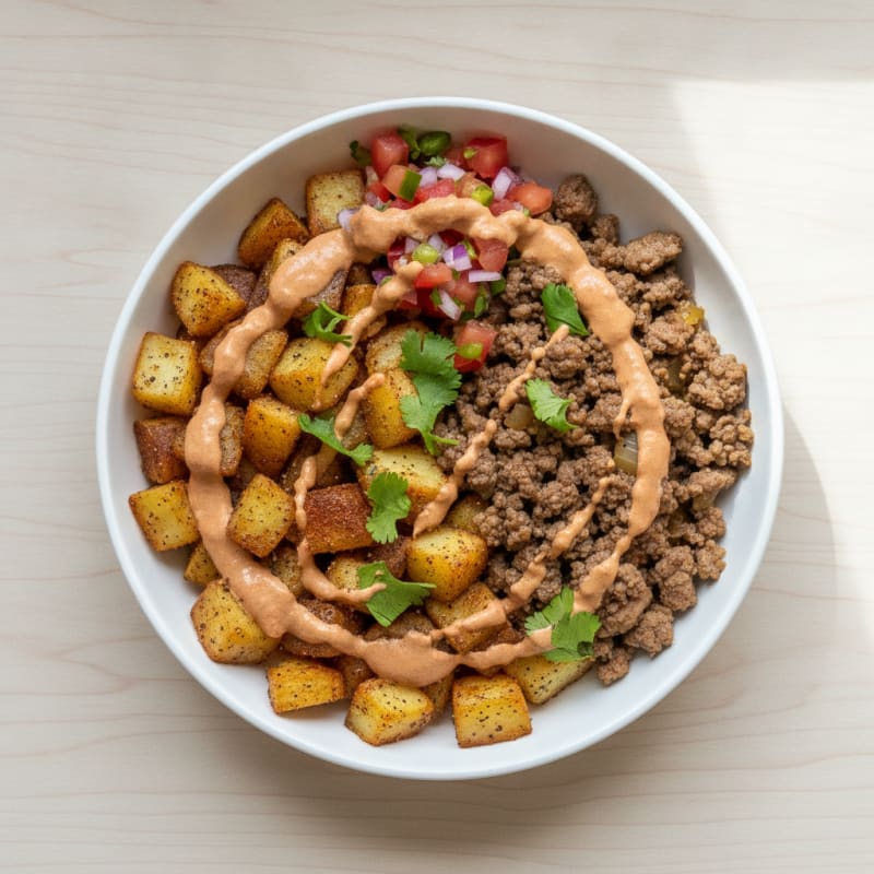 High-Protein Beef and Potato Fiesta Bowl