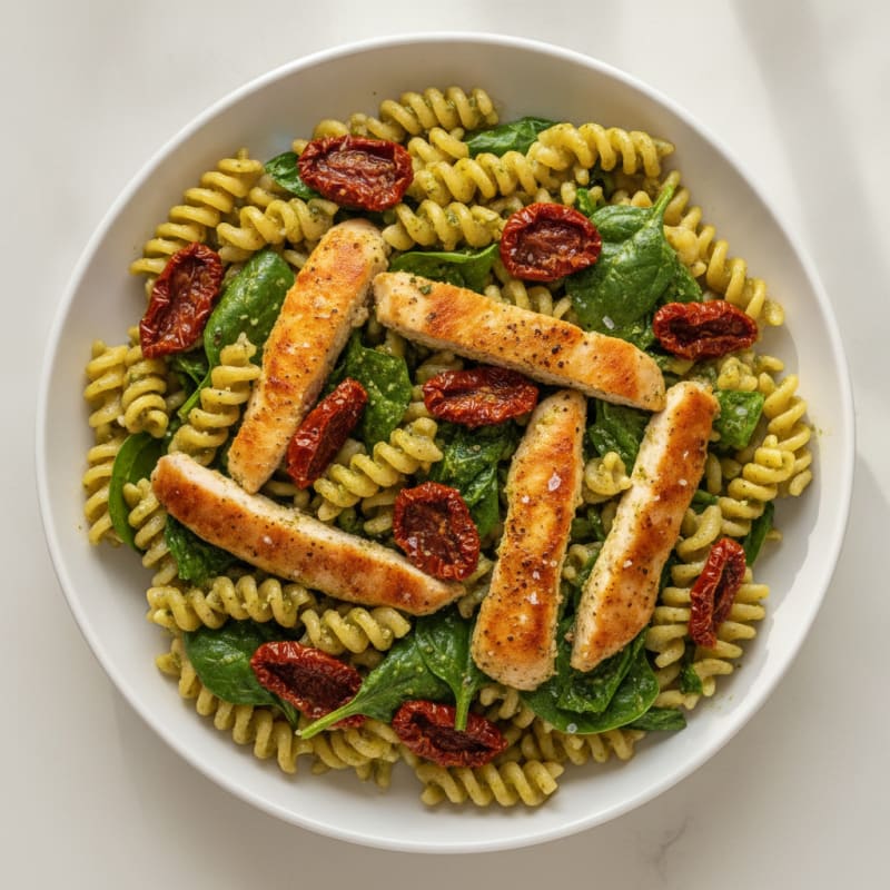 Pesto Chicken Pasta with Sun-Dried Tomatoes