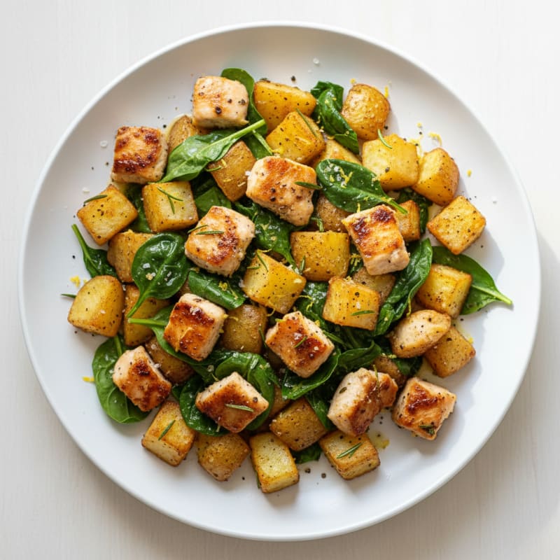 Low-FODMAP Lemon Herb Chicken Breakfast Hash