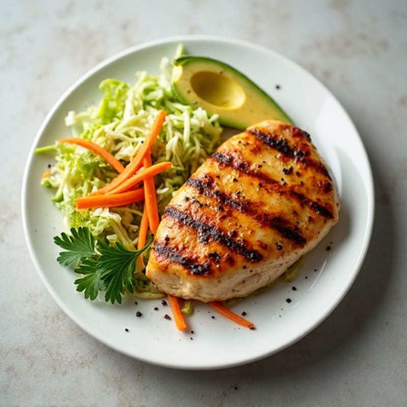 Grilled Chicken Breast with Crunchy Cabbage Slaw