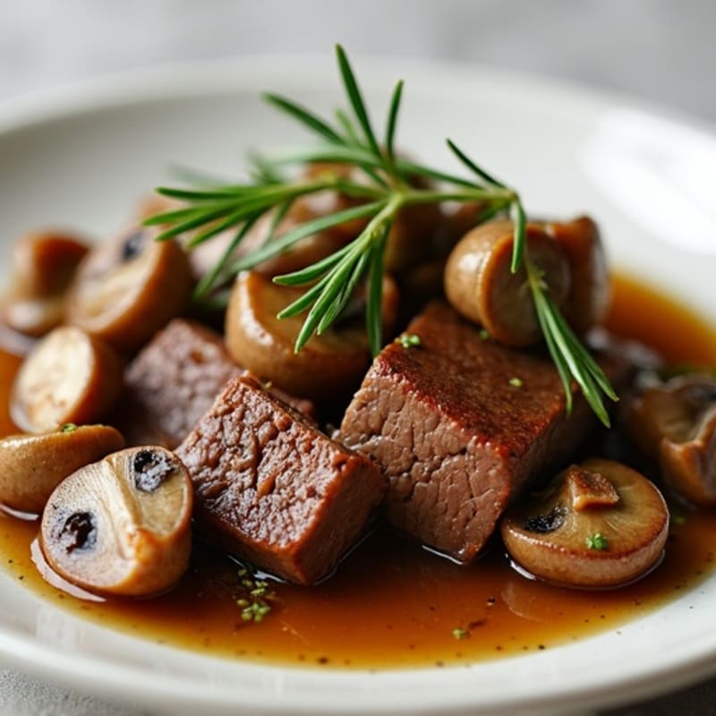 Herb-Braised Beef with Sautéed Mushrooms